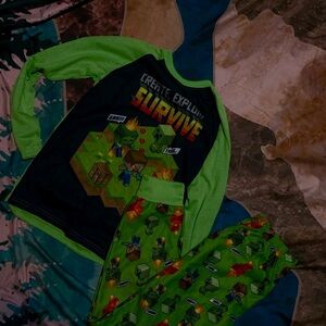 Boys sz 10/12 matching mincraft pj pant set NWOT